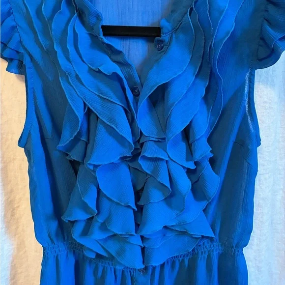 Miley Cyrus & Max Azria Blue Ruffled Blouse - Picture 5 of 5